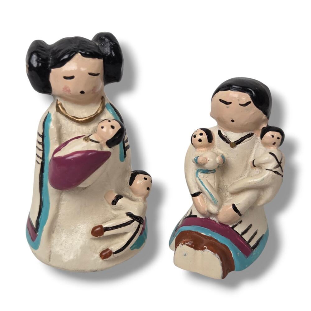 Pueblo Storyteller Mini Pottery 4 Children Papoose Native American Figurines